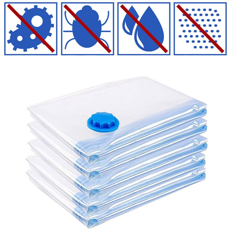 Hengda - vingo Sac Housse de Rangement Lot de 10 Sacs de Rangement sous Vide sous Vide avec Pompe 80x120cm - Bleu