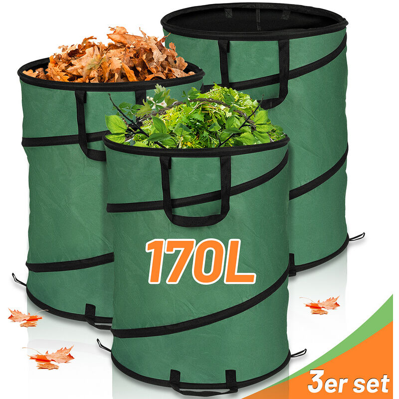 Sacs à déchets de jardin Popup avec 3 poignées indéchirables Sac à déchets 170L 3X - Hengda
