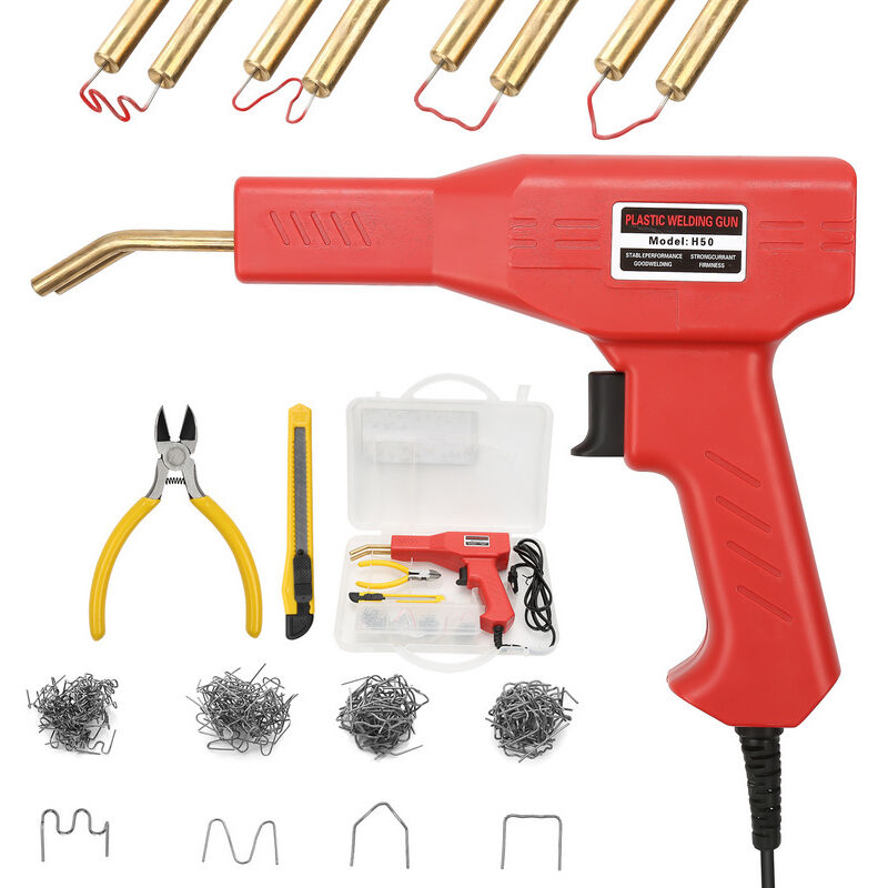 Image of Stazione di saldatura Saldatrice di plastica Saldatrice Pistola Riparazione paraurti per auto Kit di riparazione 200 pz Saldatrice di plastica