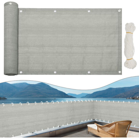Hengda Schermatura privacy per balcone 600x75 cm Copertura privacy HDPE grigia 180GR/M2