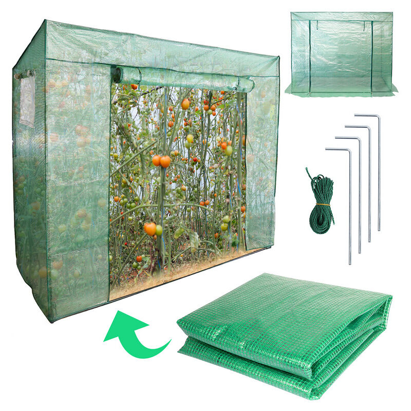 Serre de jardin Serre à Tomates. Mini Serre de jardin en Film Plastique avec Anneau de Fixation. pour Jardin et Balcon (200x80x170cm) - Vert - Hengda