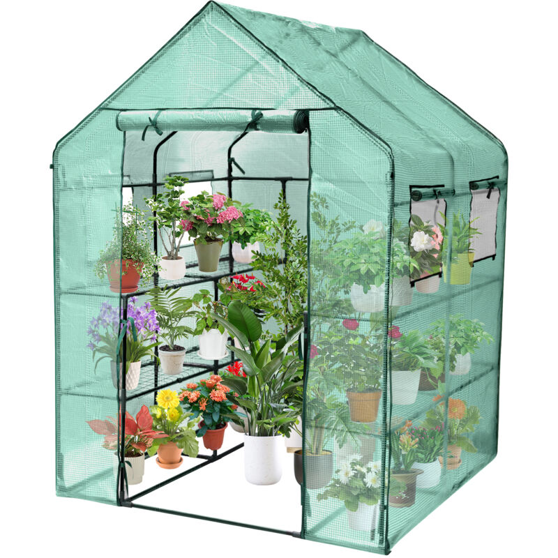 Serre de Jardin pour Légume Plante Fleur Bâche Renforcée 135g-m2 Protéger Vos Plantes 143x143x195cm, Vert - Hengda