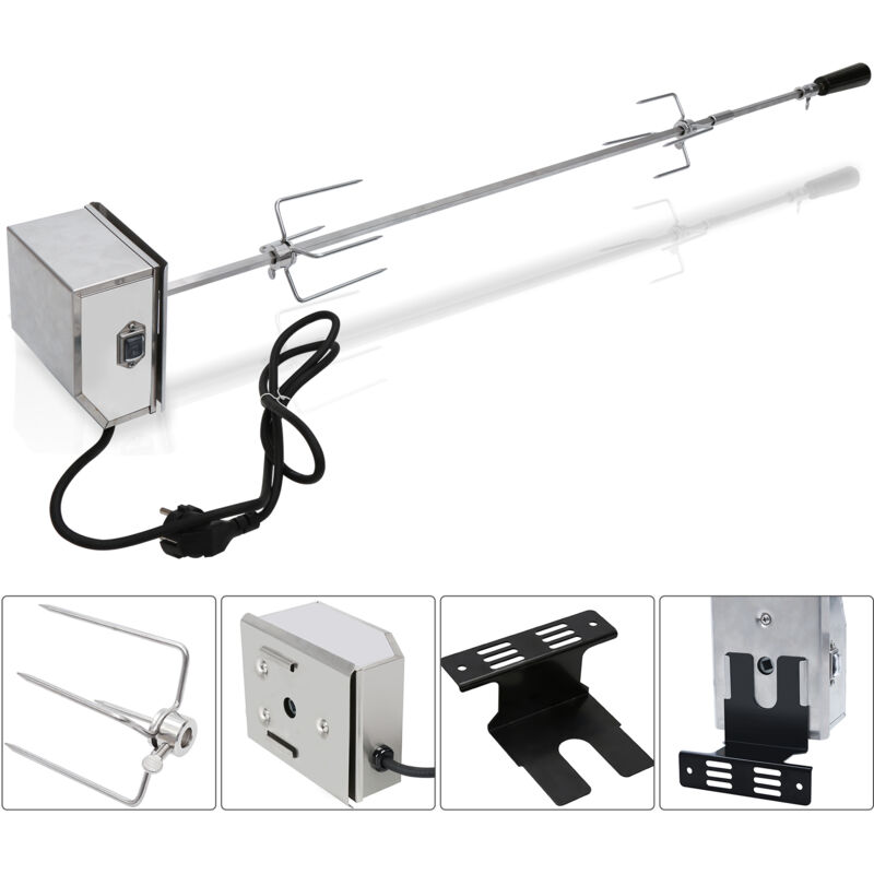 Set de brochettes Broche bbq pour grill 107 cm incl. moteur en acier inoxydable, 220V - 240V Rôtissoire pour Barbecue - Hengda