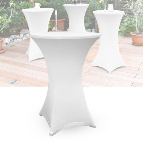 Hengda Set di 2 coperture bianche per tavolo alto pieghevole 105 CM.Bianco.Ø 80-85 cm