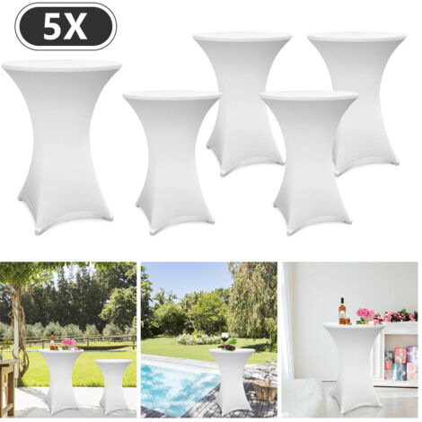 Hengda Set di 5 coperture bianche per tavolo pieghevole alto Ø 80 cm 105 CM