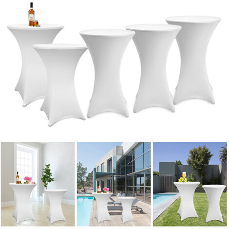 Hengda Set di 5 copritavolo bianchi per tavolo pieghevole alto 105 cm.Bianco. Ø 70-75 cm