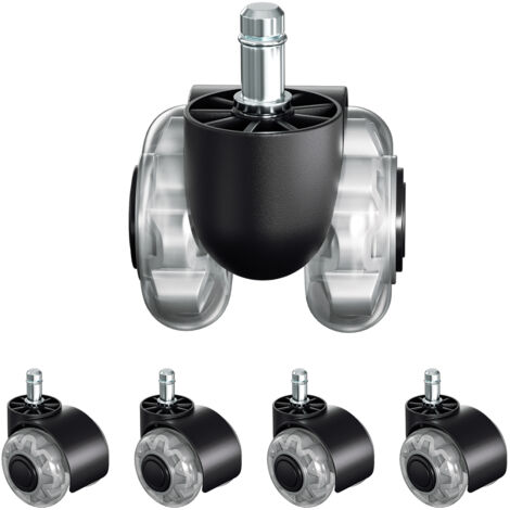 Hengda Set di 5 rotelle per sedie da ufficio 11 mm x 22 mm, rotelle per pavimenti duri fino a 125 kg, installazione semplice senza attrezzi
