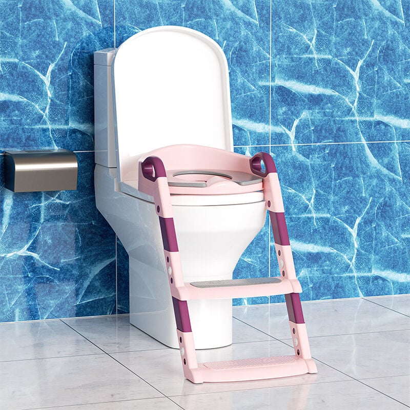 Hengda - einfeben Siège de Toilette Pliable Réducteur de Toilette Réducteur wc Reducteur toilette enfant avec Marche Coussin Pliable Hauteur réglable