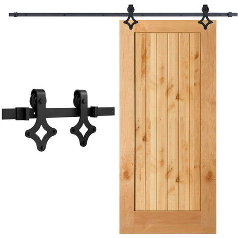 Hengda Riel para puerta corredera Sistema de puerta corredera Juego de accesorios para riel de madera Vidrio 150 kg Streifen 244 CM - negro