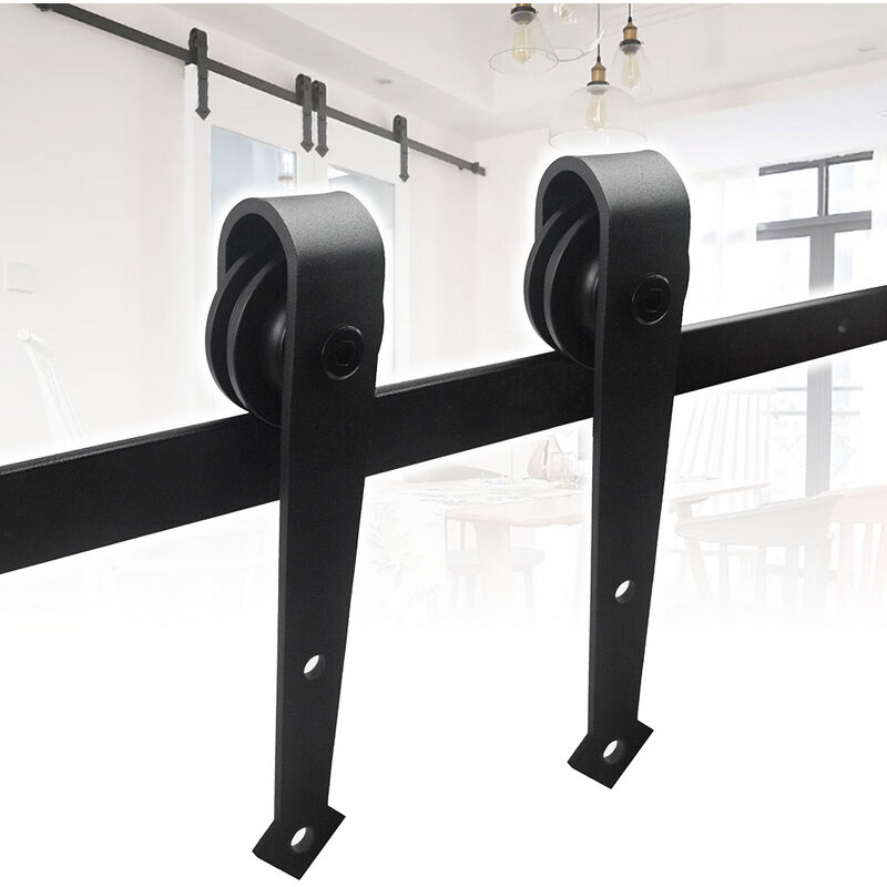 Image of Sistema di porte scorrevoli Sistema di porte scorrevoli Ferramenta per porte scorrevoli Guida per porte Maniglia per porte in legno-Arrow-200cm