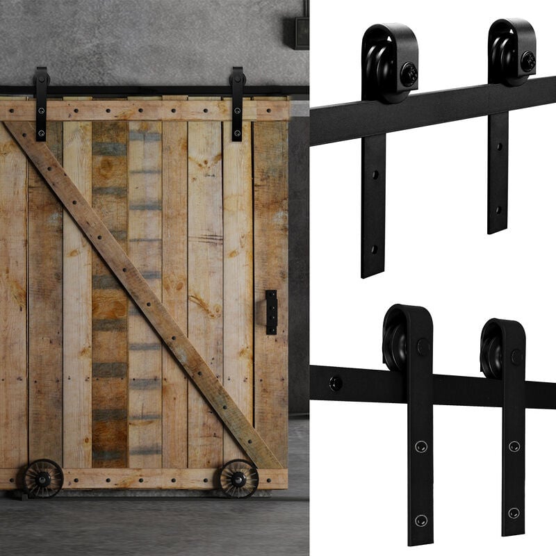 Image of Hengda - Sistema di porte scorrevoli Sistema di porte scorrevoli Ferramenta per porte Guida per porte Maniglia per porte in legno Strisce-200cm