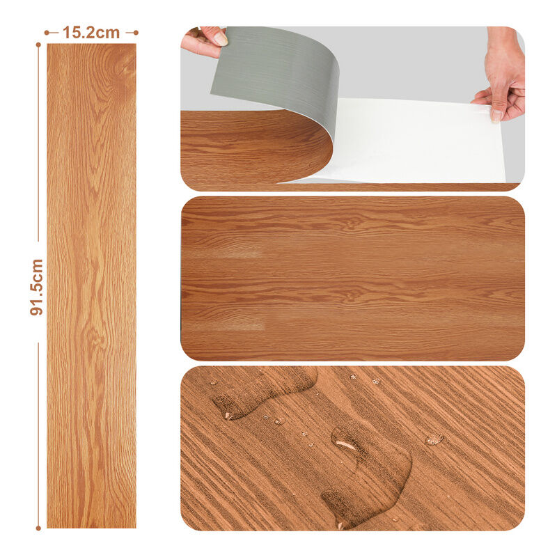 Hengda - Sol pvc bois-Lames de sol pvc adhésives -Boite de 7 lames vinyle auto-adhésives - 1 m² - Chêne chaud classique