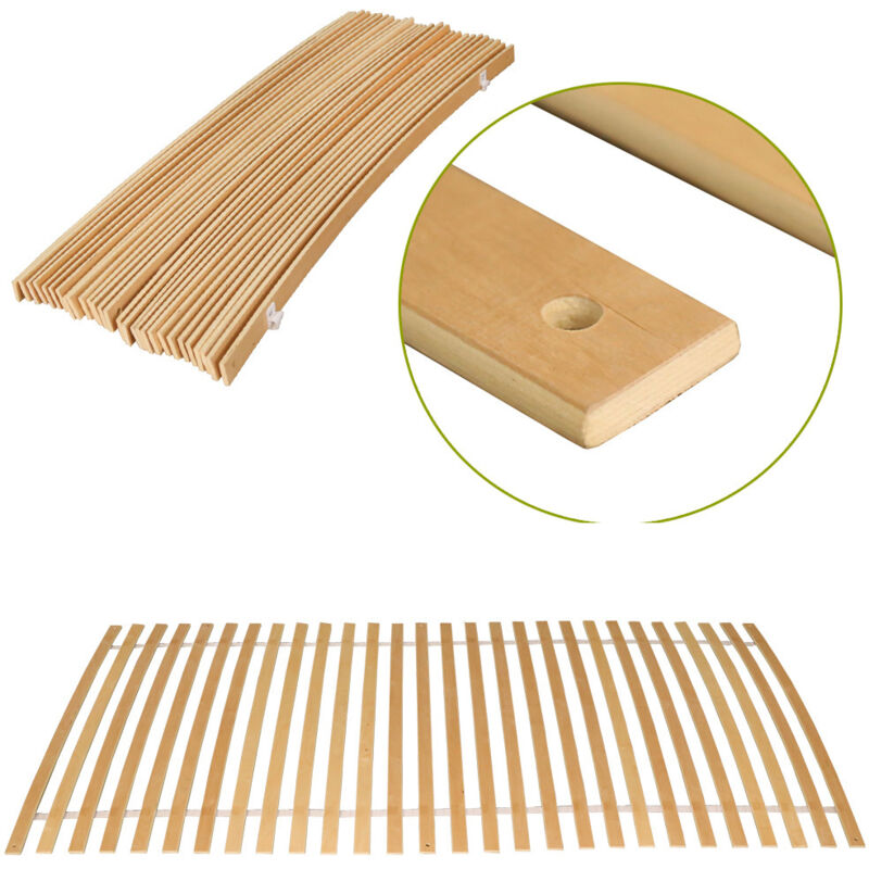 Hengda - einfeben Sommier à lattes à roulettes avec 28 lattes Cadre à lattes peuplier massif 90 x 200cm rigide non réglable Sommier à lattes à