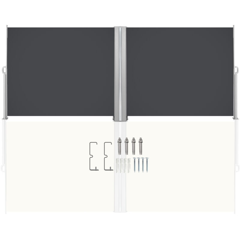 Einfeben Double Store latéral Brise Vue rétractable Paravent extérieur pour Balcon terrasse et Jardin avec Gris 180x600cm