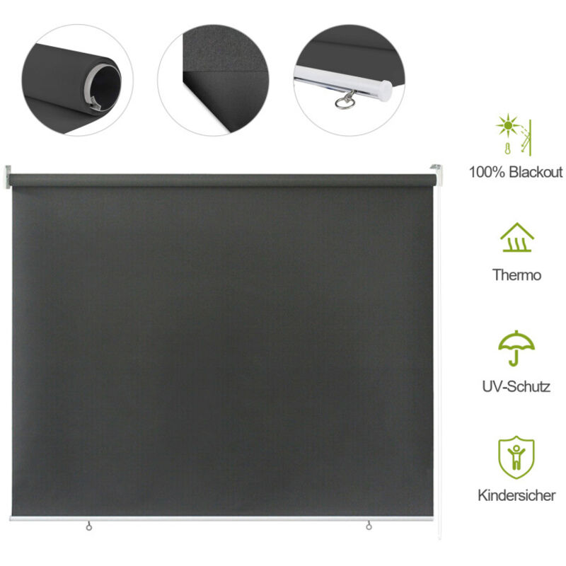 Einfeben Store vertical 140 x 140 cm , store vertical résistant aux uv, protection contre le vent et brise-vue, anthracite