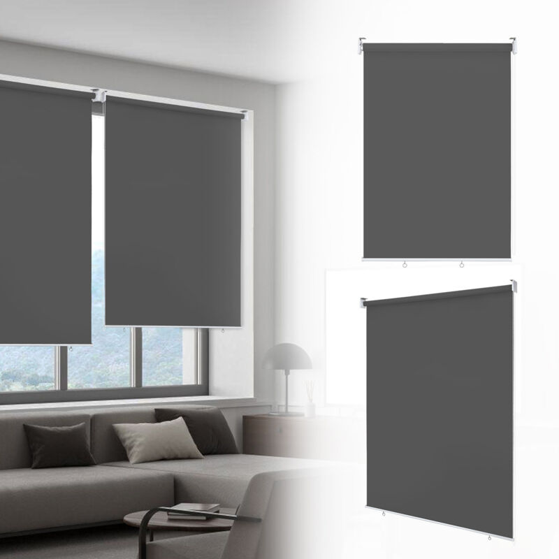 Hengda - 2X Store vertical enrouleur extérieur pour terrasse ou balcon Paravent rétractable Protection solaire 180x240CM Anthracite