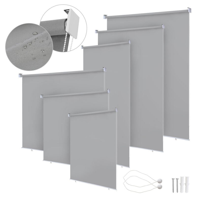 Store vertical Store d'extérieur pour balcon Store enrouleur Protection solaire - Paravent extérieur rétractable - 100x140CM Gris