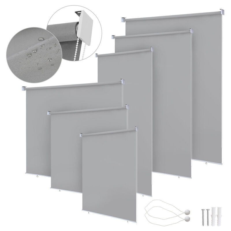 Hengda - Store vertical Store d'extérieur pour balcon Store enrouleur Protection solaire - Paravent extérieur rétractable - 100x140CM Gris