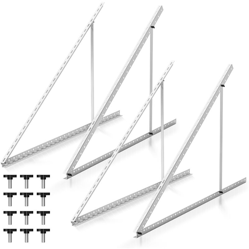 Tolletour - Hengda Support pour panneau solaire jusqu'à 104 cm Toit plat pv Réglable de 0 à 90 ° Lot de 4
