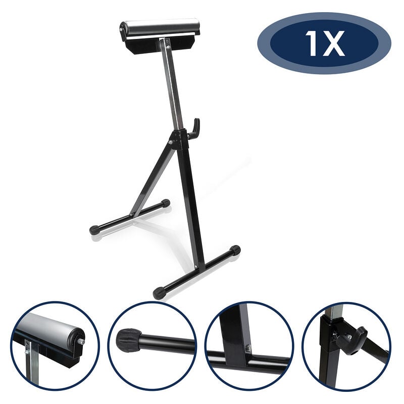Support à rouleaux Tréteau Servante d'atelier Chevalet (Hauteur Réglable 68-108cm Max 60 Kg Pied En Croix Acier) - Hengda