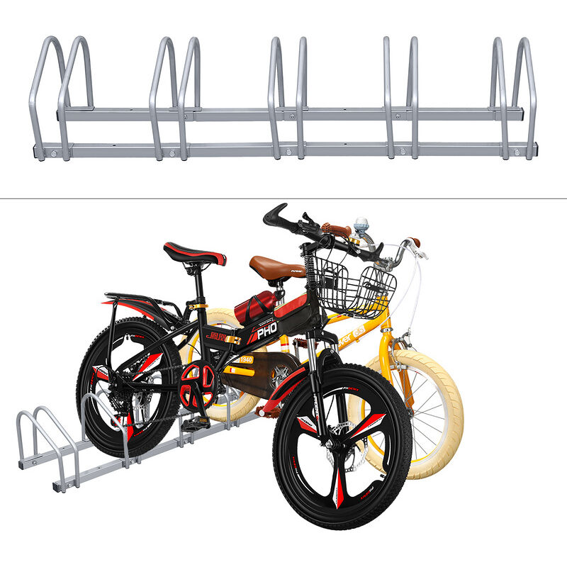 Râtelier pour 2/3/4/5/6 vélos Vélos Range Vélo au Sol ou Mural Porte-vélos en Métal Antirouille(5 vélos) - Hengda