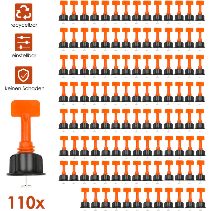 Système de nivellement de carreaux 110 pièces Pack entretoises de niveleurs de carreaux réutilisables pour la construction - Hengda