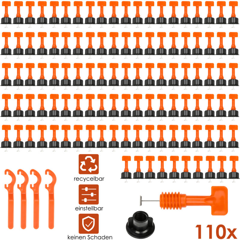 Système de nivellement de carreaux 220 pièces Pack entretoises de niveleurs de carreaux réutilisables pour la construction - Hengda