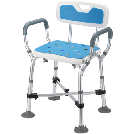 Hengda – Tabouret de douche réglable 40-53 cm – Charge max 180 kg – Aluminium résistant à la corrosion – Antidérapant avec accoudoirs