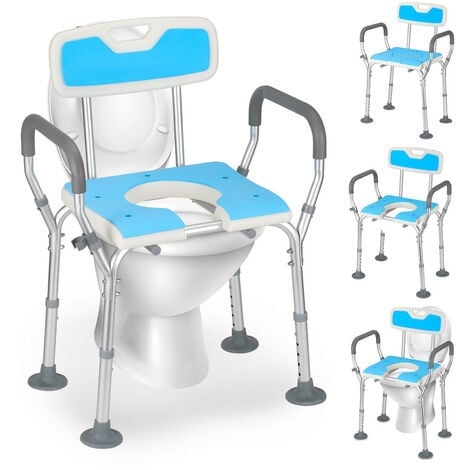 Hengda Tabouret de douche- Siège de douche- jusqu'à 135 kg tabouret de salle de bain-avec bras et dossier 3 IN 1 chaise de toilette