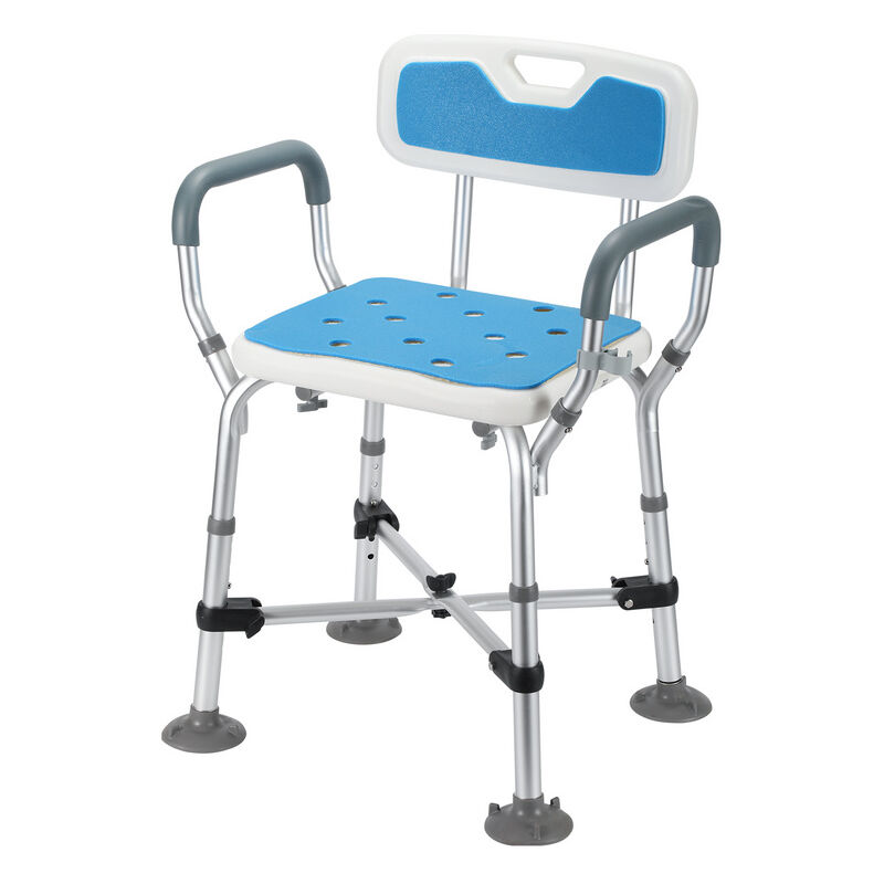 Hengda Tabouret de douche Tabouret de bain Hauteur réglable Chaise de douche - jusqu'à 180kg Supports croisés avec bras et dossier