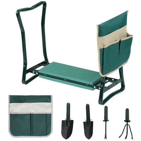 Hengda Tabouret de Jardin Pliable, Banc Agenouilloir de Jardin Pliable, Banc de Genou Siège Pliable avec 1 Sacs de Travail , 4x outils,Vert