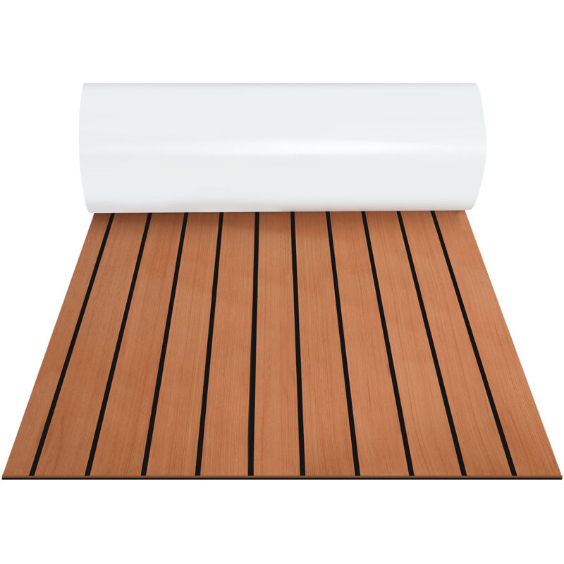 Tapis de Sol Tapis de Pont en Mousse eva Teck Yacht Tapis de Sol Auto-Adhésif Marron 240x60cm - Hengda