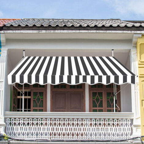 Hengda Tenda da sole a scomparsa manuale Tenda da sole a terrazza Non è necessario alcun trapano Manovella Altezza regolabile  4M. bianco grigio