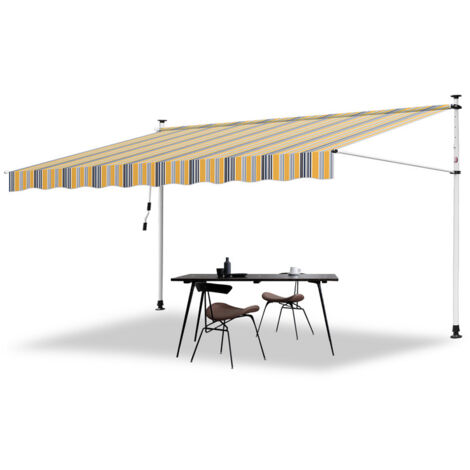 Hengda Tenda da sole manuale per terrazza Protezione solare idrorepellente UV con protezione solare gialla e blu 4M
