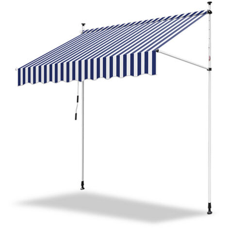 Hengda Tenda da sole manuale per terrazza Protezione solare resistente ai raggi UV Idrorepellente con protezione solare blu e bianca 2M