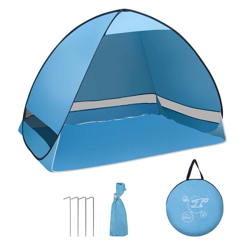 Tente de plage 2 ou 3 Personnes pop-up, Protection uv 50+ portable Extérieur Famille Extérieur Bleu 200x120x130cm pas de rideau - Hengda