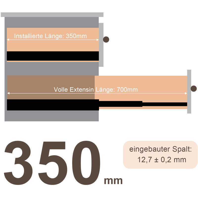 Image of Terlina del cassetto 8x Estratti completi di rotaia 350 mm Linee guida a sfera guidata 35 kg - Hengda