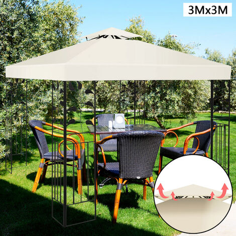 Hengda Toit de rechange pour abri Toit de tente pour pavillon pliant Toit de pavillon Bâche de toit 3x3M Beige