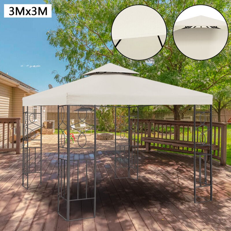 EINFEBEN Toit de remplacement Housse de remplacement Toit de pavillon Bâche de toit 3x3M Bâche de remplacement pour pergola