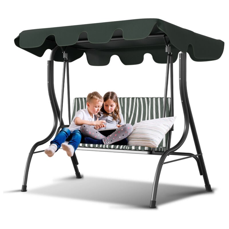 Toit de remplacement Auvent de remplacement pour la balançoire des 3 passagers Résistance aux uv vert 210x145cm - Hengda