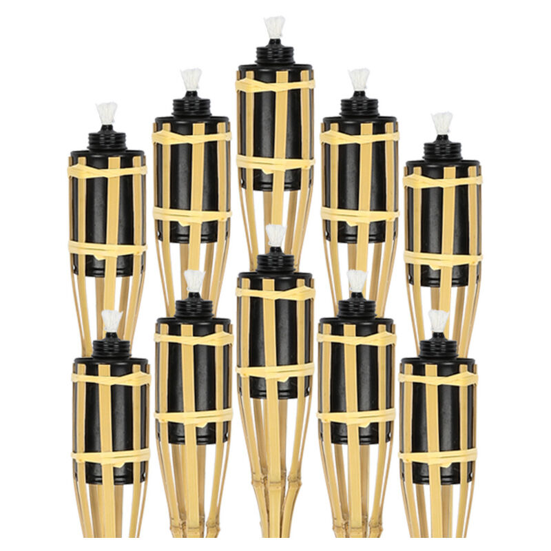 Torche de jardin 10x torches éclairage de jardin ensemble de torches éclairage bambou - Hengda
