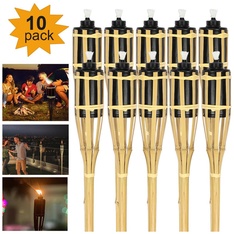 Torche de jardin Garden Torch Set Torche 10x Torches Décoration de Noël Party Bambou - Hengda