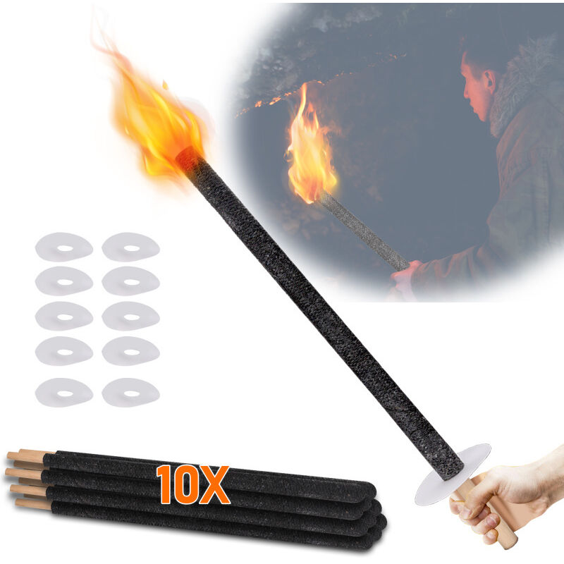 Hengda - swanew Torche jardin, lampe huile pour dehors,lot de 10 , 60cm,90min