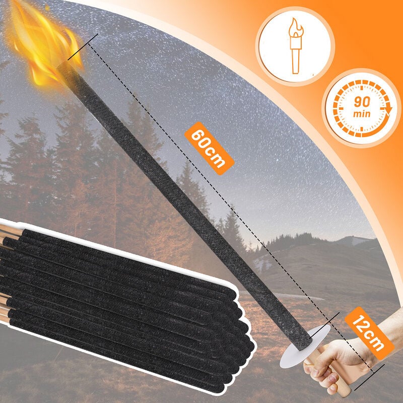 Torches en Cire Torches de Jardin Torches en Cire Naturelle avec Poignée Extra Longue. pour Pâques.Lot de 25 - Tolletour