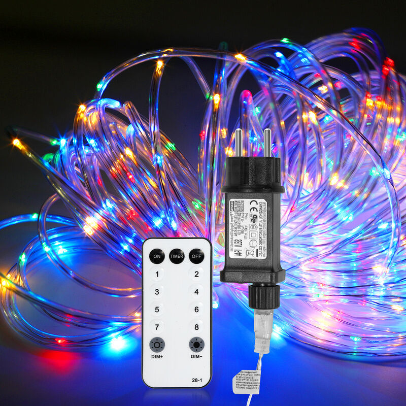 Hengda Tube lumineux LED avec télécommande Chaîne lumineuse Tube lumineux extérieur/intérieur Filet lumineux Mariage—Multicolore—30m