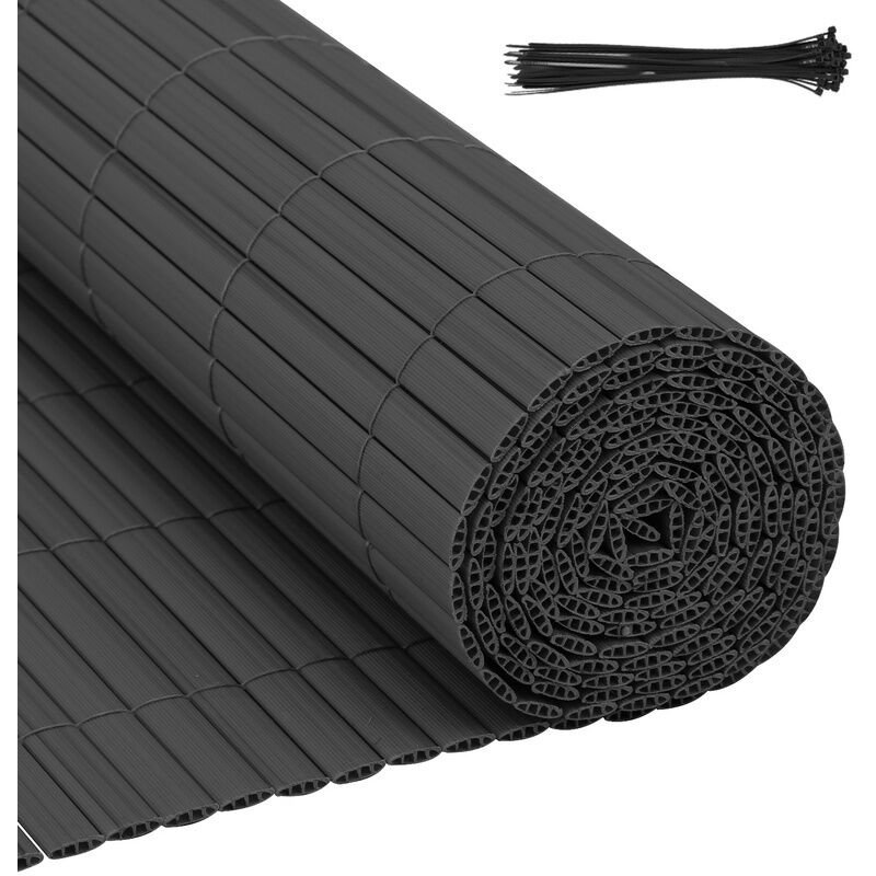 Tubiaz Canisse en pvc Canisse pvc pour jardin balcon terrasse. Balcon clôture brise-vent Gris 80 x 300cm - Hengda