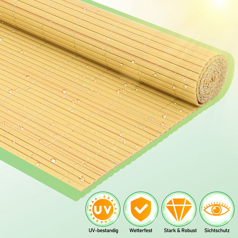 Tubiaz Canisse en pvc Canisse pvc pour jardin balcon terrasse. Balcon clôture brise-vent Bambou 160 x 600cm - Hengda