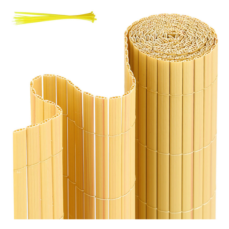 Hengda Tubiaz Canisse PVC Brise Vue, Paravent de Jardin, Piscines, Balcon Terrasse, Palissade en PVC Résistant aux UV, Intempéries, Beige 160 x 400 cm