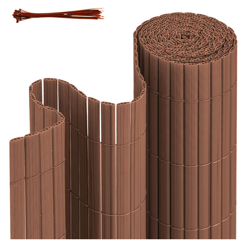 Hengda Tubiaz Canisse PVC Brise Vue, Paravent de Jardin, Piscines, Balcon Terrasse, Palissade en PVC Résistant aux UV, Intempéries, Marron 120 x 400