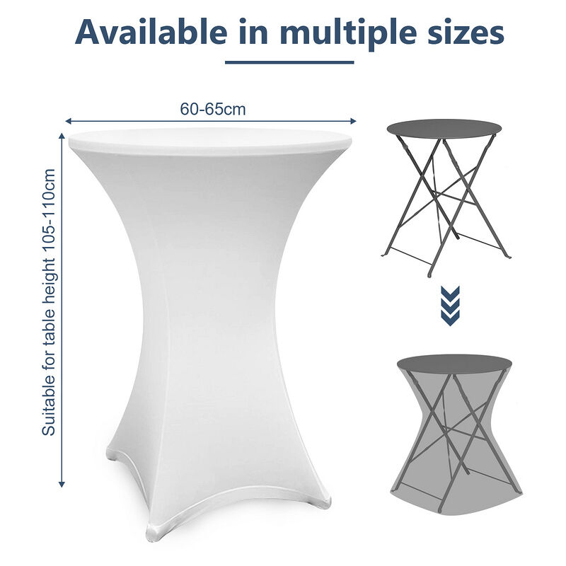 Hengda - Tubiaz Lot de 4 Blanc Housse pour Table Haute, Nappe Mange Debout 60x110cm Blanc Nappes Extensibles en Spandex